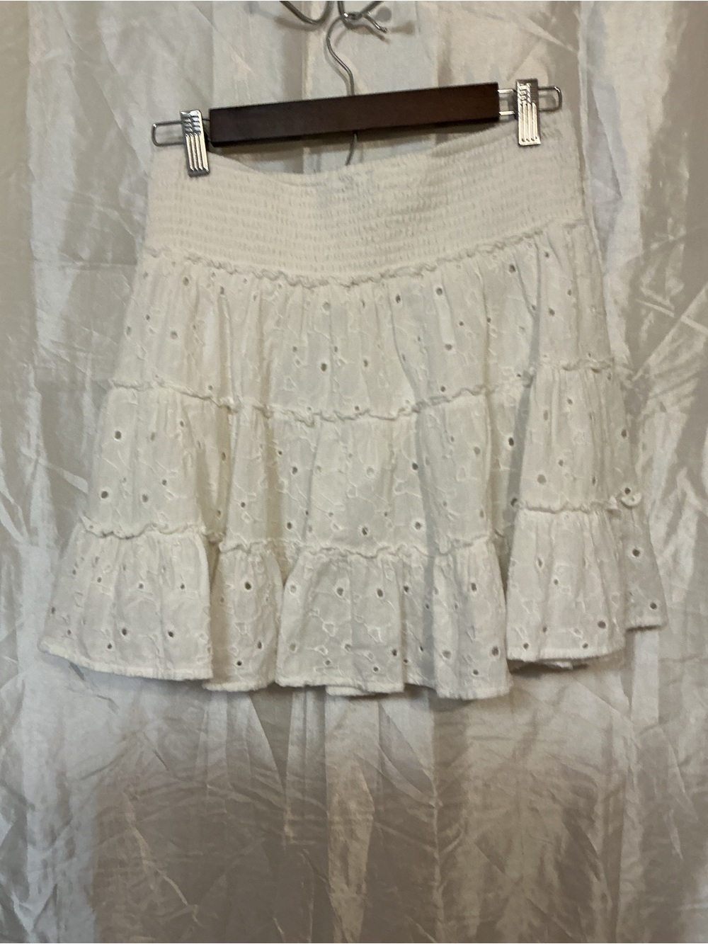 American Eagle Outfitters White Eyelet Tiered Skirt